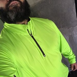 Long sleeve, Bright Green Shirt, W/ short zipper.